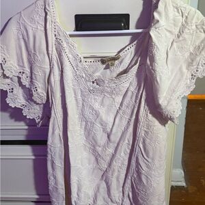 Democracy Soft Pink Lace Trim Blouse